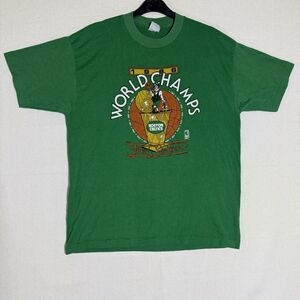 Vtg 1986 Boston Celtics World Champs T-Shirt Single Stitch - Sz XL (runs small)